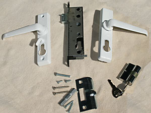 security door lock set white